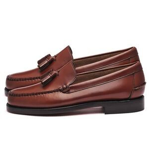 [10.5B]Sebago Chestnut Leather Men's Classic Will Tassel Loafers